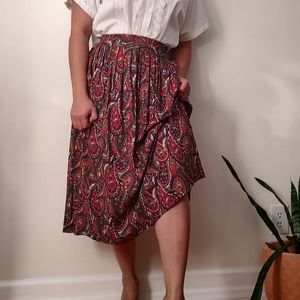 Vintage paisley print with birds psychedelic skirt